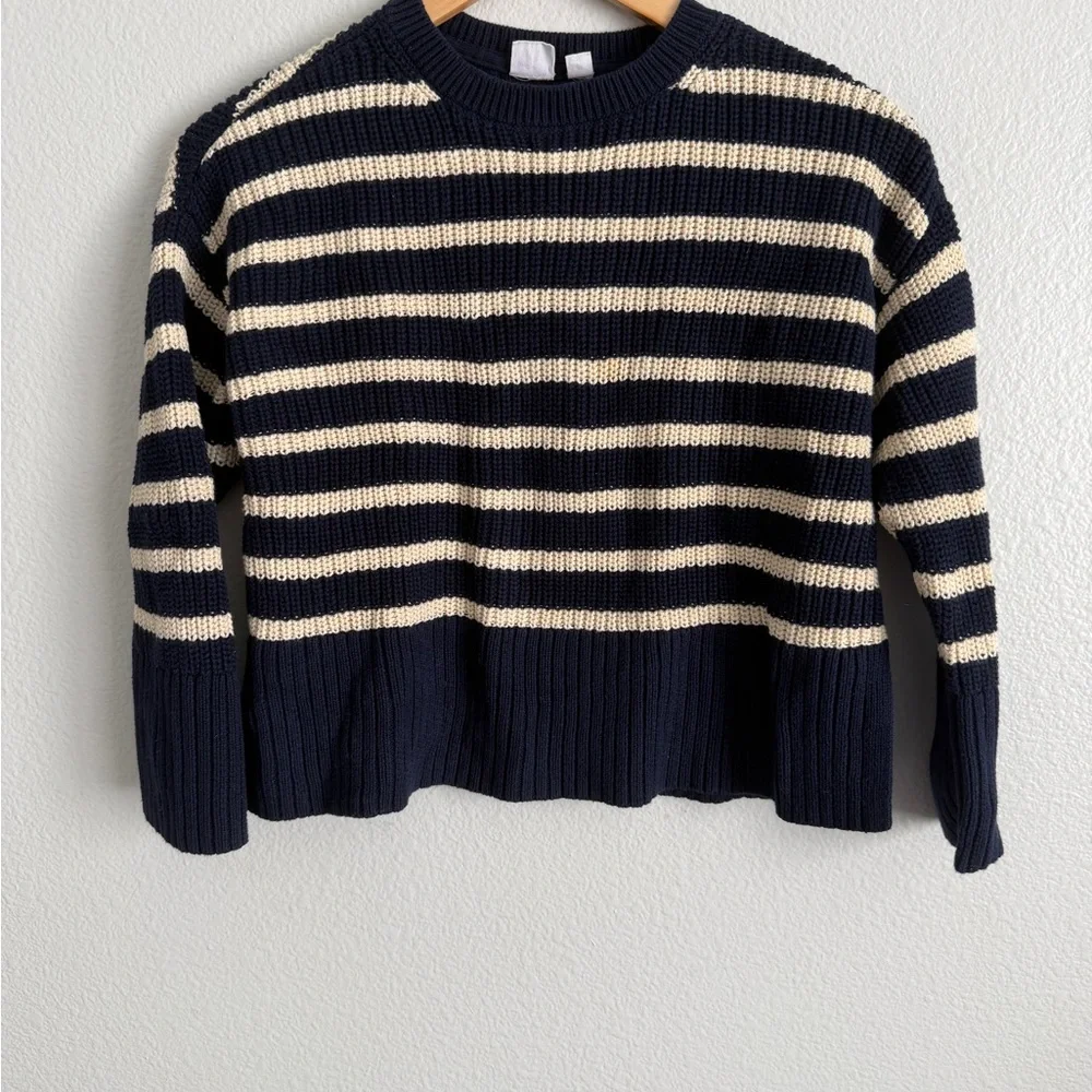 Striped Navy and Cream Girl's Sweater